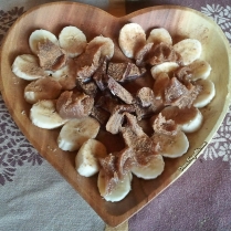 Coeur de fruits - banane, cannelle, crème de marrons et chocolat noir